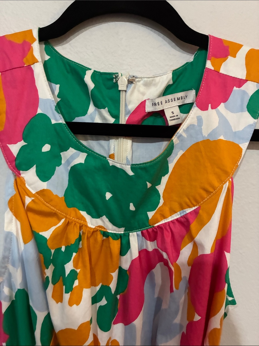 Free Assembly Bright Floral Sleeveless Tie-Waist Dress - Multi - Picture 4 of 8